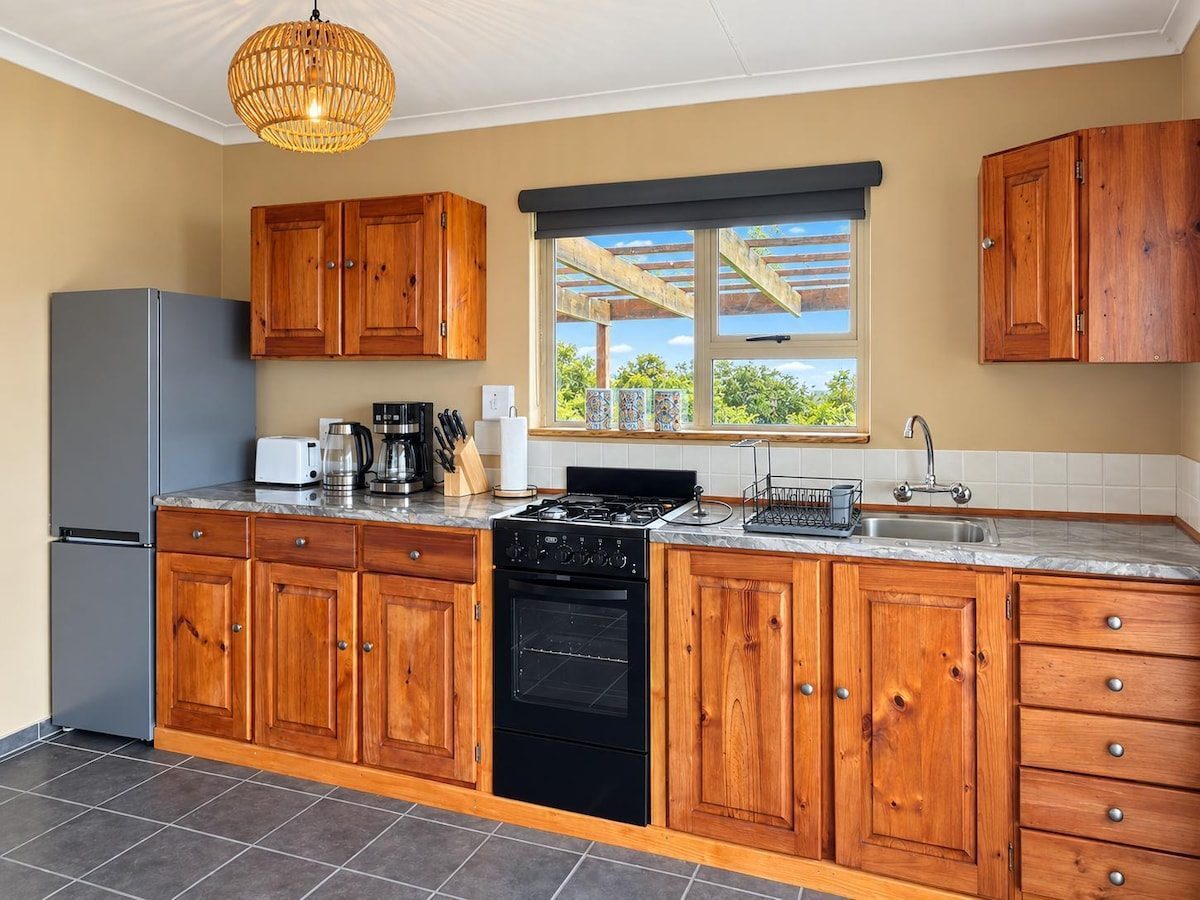 Kitchen with timber cupboards
